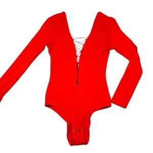T by Alexander Wang Lace Up Orange Bodysuit Medium